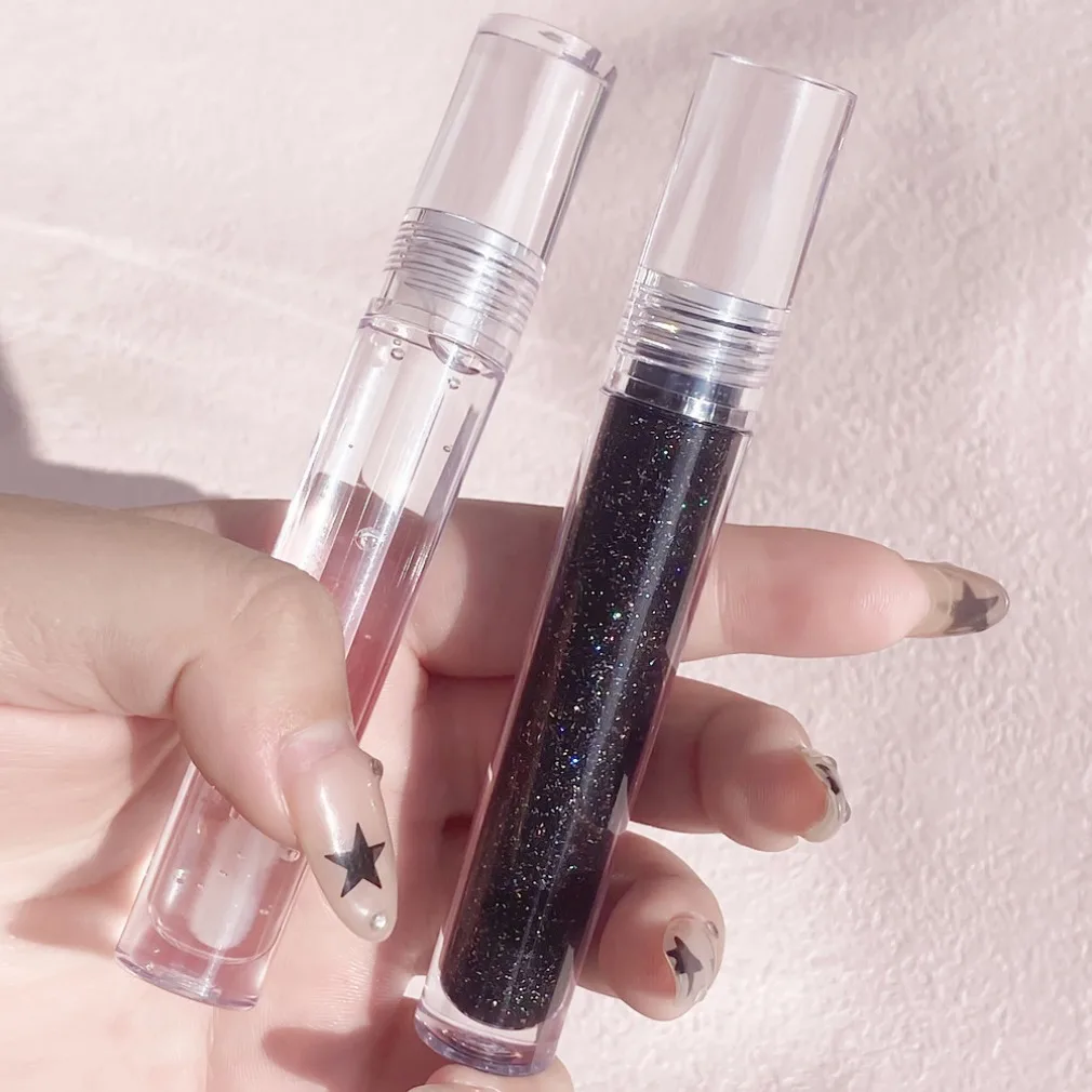 Maquillage végétalien en gros, brillant à lèvres Ultra brillant noir or avec effet miroir Caviar arc-en-ciel, huile hydratante longue durée, 6ml