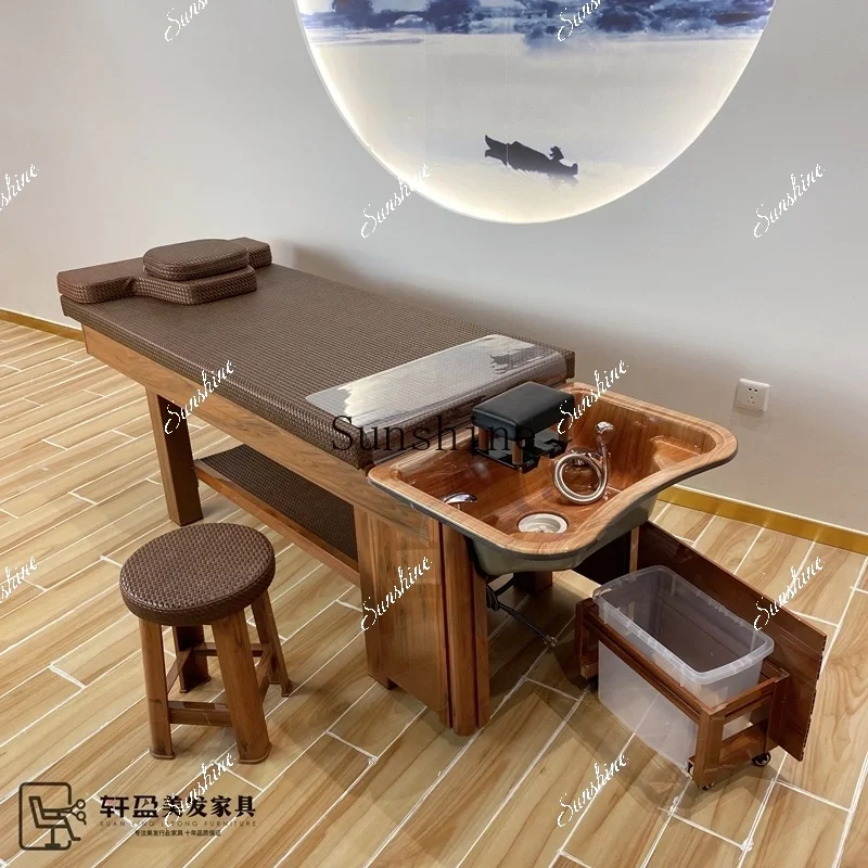 Shampoo no drainage Thai massage fumigation multi-functional integrated physiotherapy bed TF