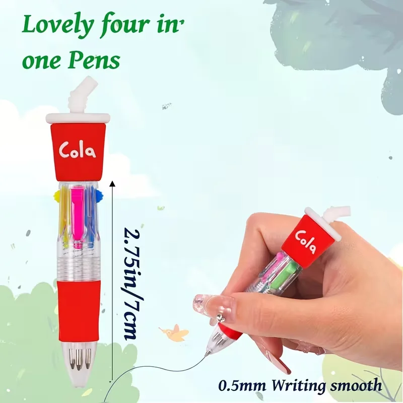 15 Pcs Cartoon 4-in-1 Multicolor Pens Back-to-School Gifts For Students Cute Stationery Sets Classroom Prizes School Party Gifts