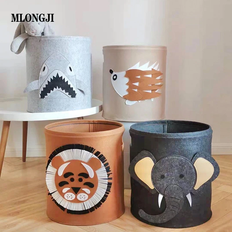 

Felt Toys Fabric Storage Basket Barrel Box Dirty Clothes Basket Large Cartoon Style Foldable Washing Clothes Laundry Basket Bag