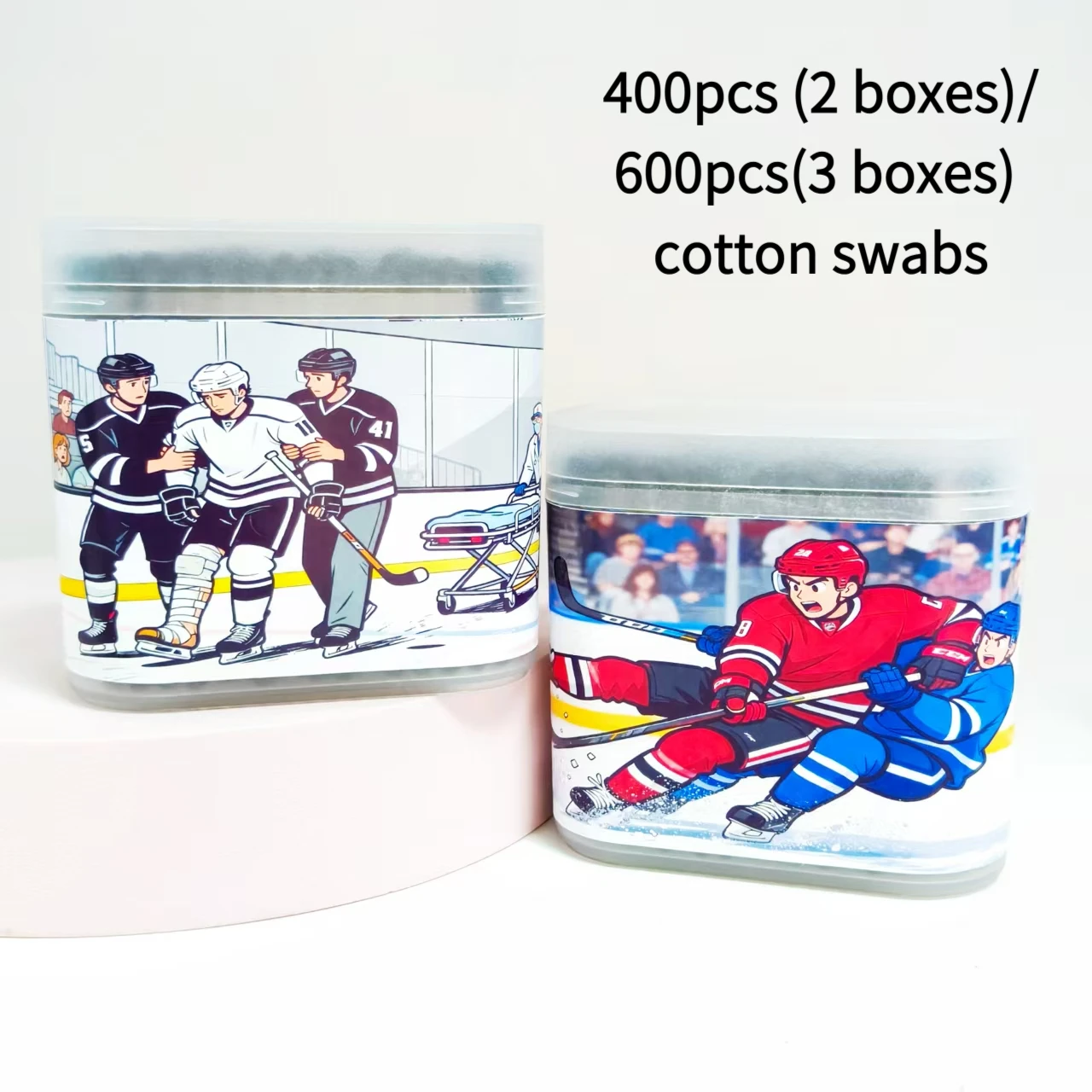 400개/600개 하키 테마 면봉 검정색 양면 선물용 면봉