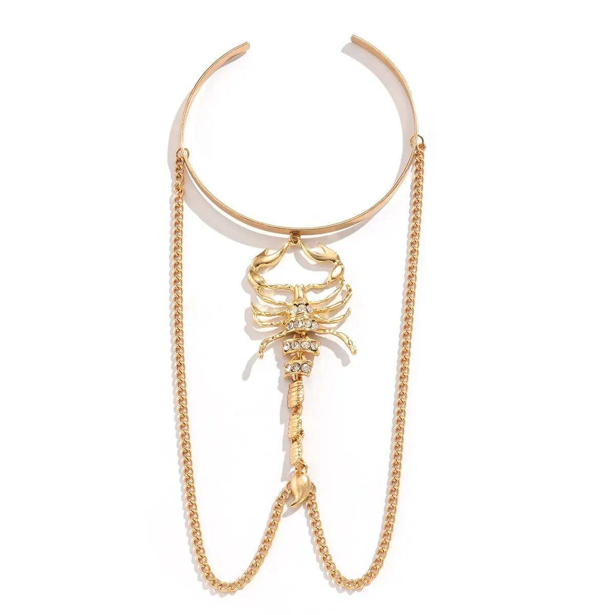 Exaggerated Scorpion Bracelet Jewelry Vintage Punk Fashion Gold Color Rhinestones Bangles for Women Nightclub Accessories Gift