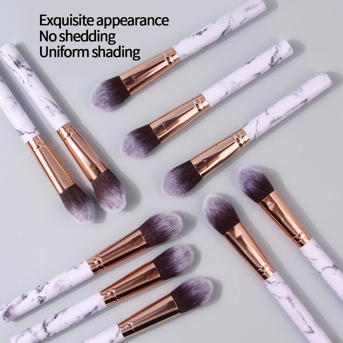 Ensemble de pinceaux de maquillage en marbre, 10 pièces, multifonctionnels, pour Blush, poudre à Condensation, pour surbrillance, ensemble complet d'outils de beauté