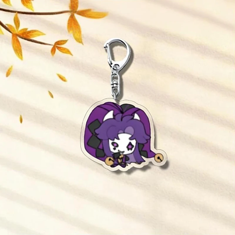 Game The Freak Circus Pierrot Harlequin Cosplay Keychain Acrylic Joker Clown Pendant Keyring Key Chain Accessory Ornament Props