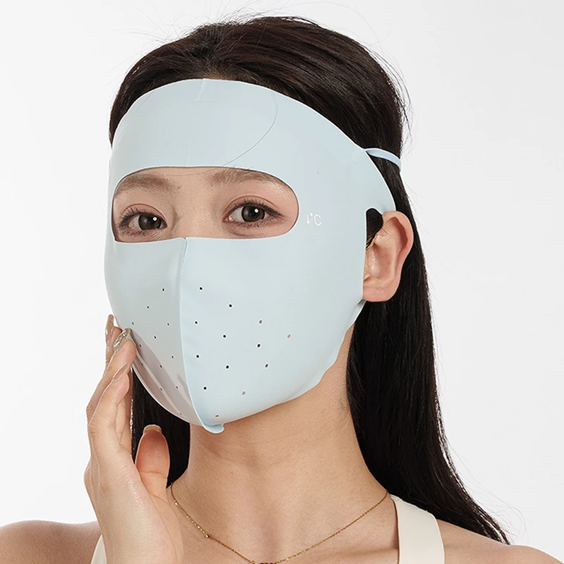 Sunscreen Mask Traceless Women Facekini Ice Silk Anti-ultraviolet Summer Breathable Thin Cover Whole Face UV Protection Mask