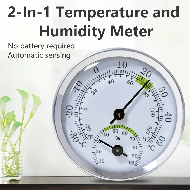 Image of 2-in-1-Mini-Zeiger-Hygrometer und -Thermometer, überwachen Sie die Temperatur und Luftfeuchtigkeit des Autos für das Heimthermometer genau