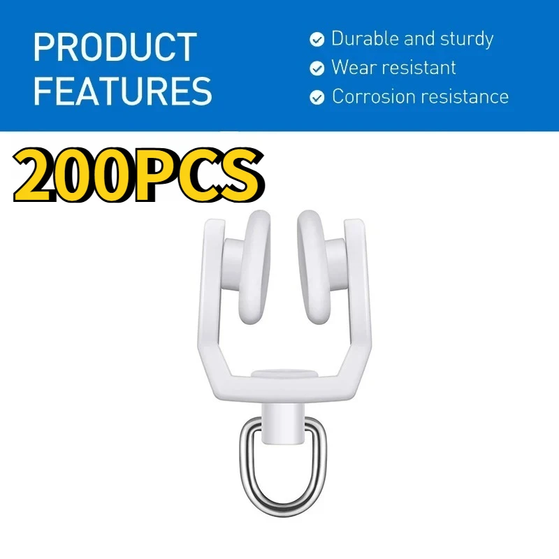 200/5pcs Plastic Flexible Curtain Wheel Rollers Rail Straight Curved Track Hanging Hook Ring Slider Home Hardware Accessories