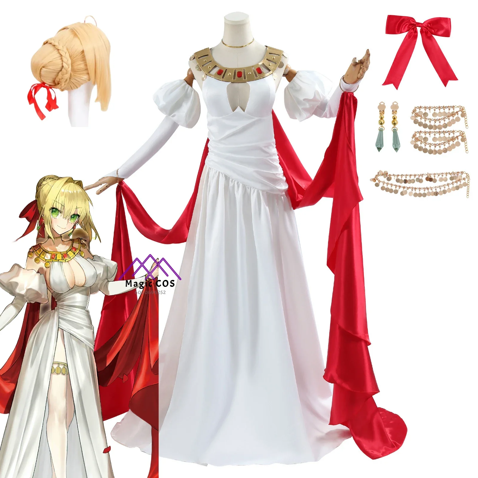 Game FGO Saber Caster Nerón Claudio Hot Sale Cosplay Costume Accessories Formal Dress Party Halloween Carnival Uniform Comic Con