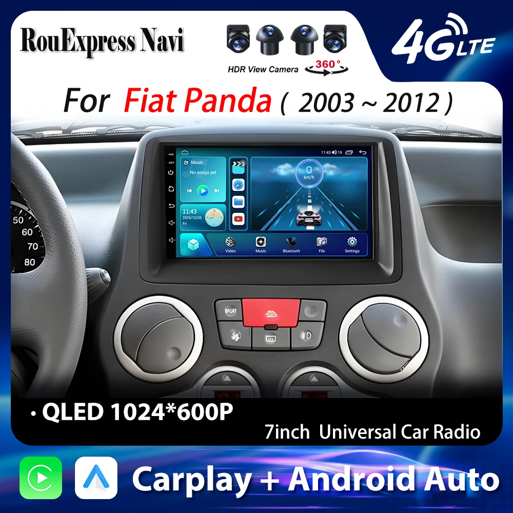 For Fiat Panda 2003 2004 2005 2006 2007 2008 2009-2012 Android Car Radio Carplay Multimedia Player Video Auto Navigation Stereo