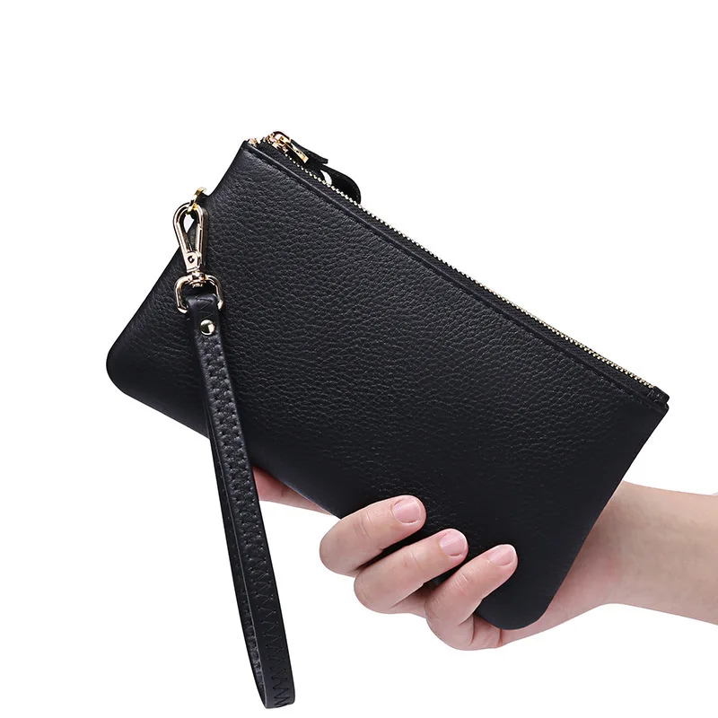 Monogrammed Letters Ultra-thin Fashion Women Long Clutch Wallet Large Capacity Envelope Phones Purse Genuine Leather Card Holder