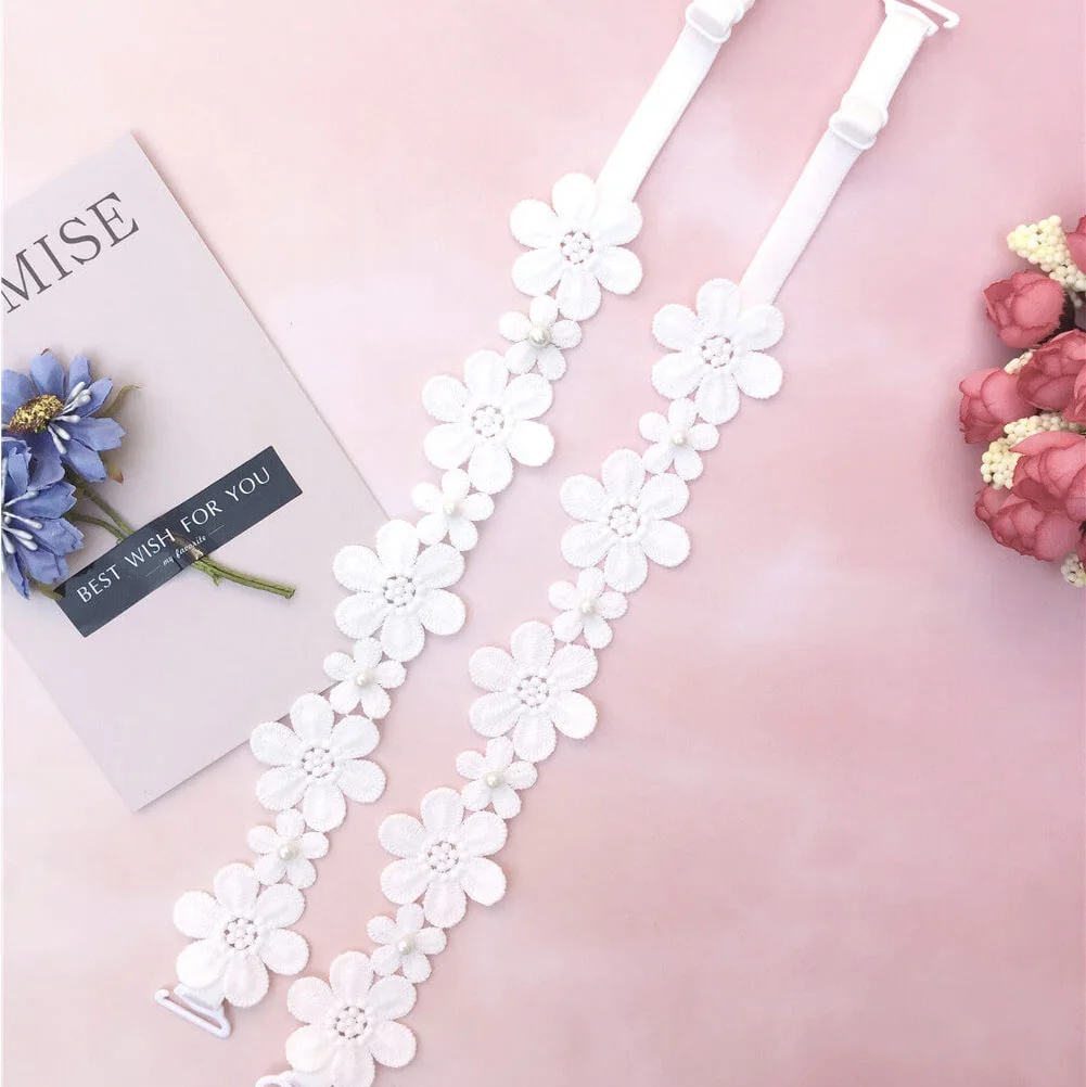 Moly Story Decorative Pearl Flower Bra Straps Women Shoulder Strap Intimate Accessories Underwear Belt
