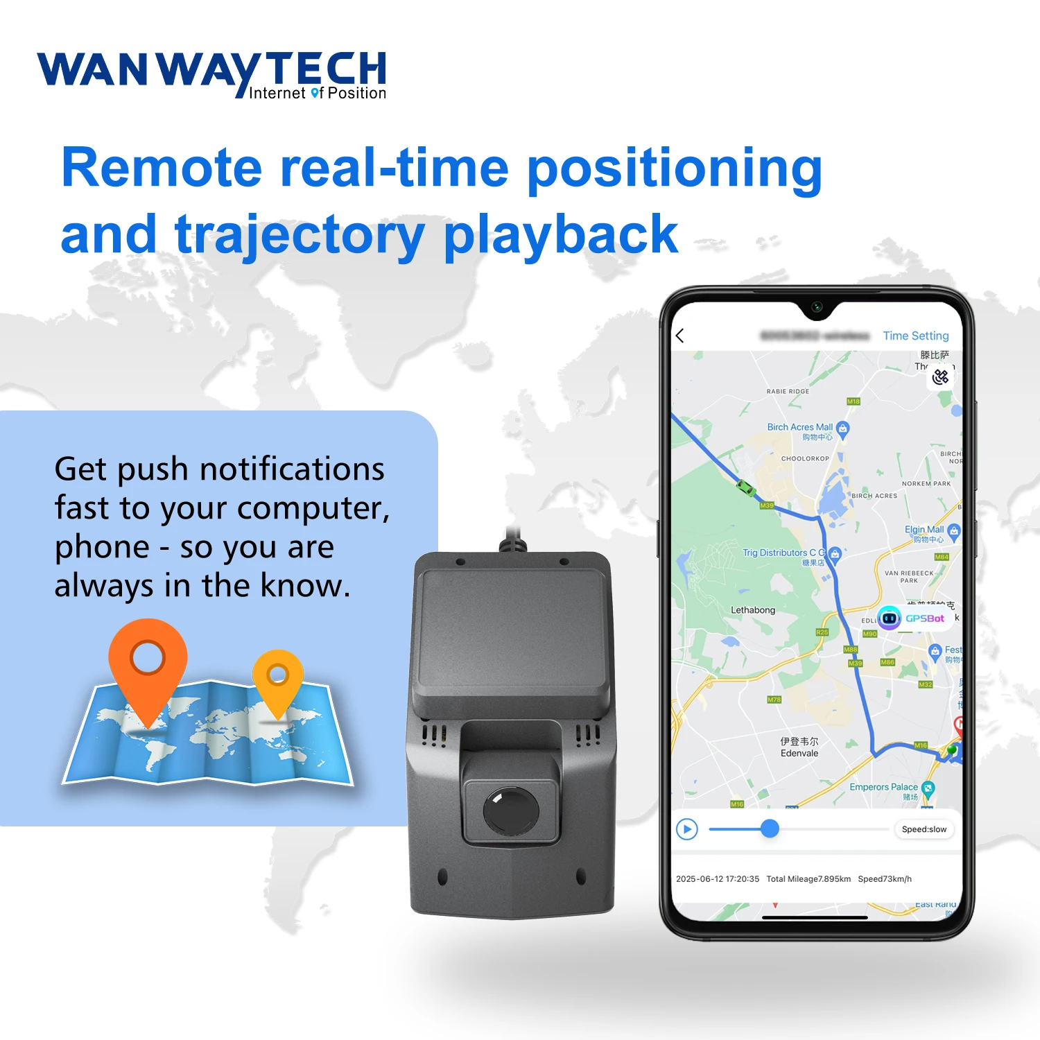 WanWay Dashcam WiFi سيارة مسجل فيديو 4G AI عدسة مزدوجة 1080P TFT 2 قنوات لايف فيديو GPS تتبع مراقبة 1 سنة الذكية ADAS