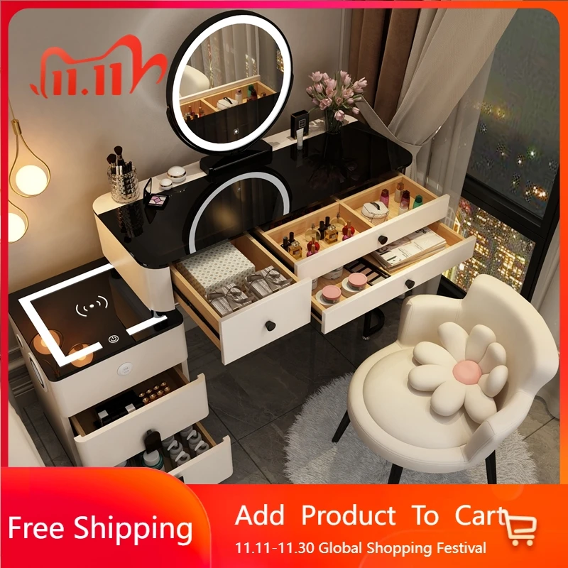 

Black Cosmetics Dressing Table Bedroom Makeup Drawers White Modern Dressing Table Bedroom Chair Vestidores Trendy Furniture