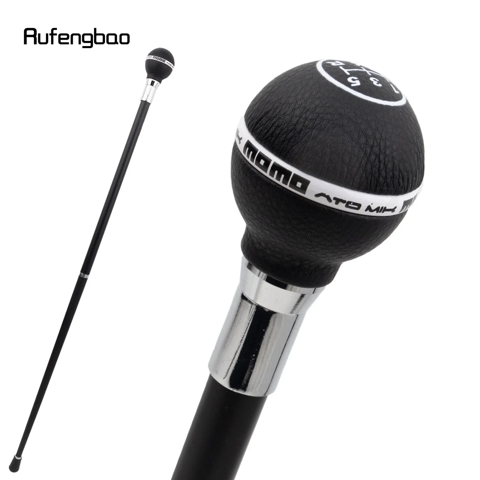 

Black Leather Ball Silver Walking Cane Fashion Decorative Walking Stick Gentleman Elegant Cosplay Cane Crosier 92cm