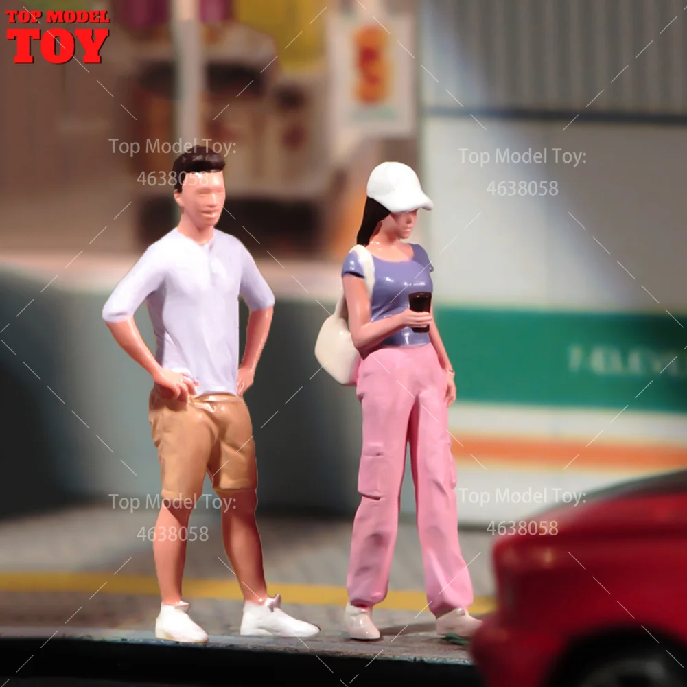 Painted Miniatures 1/64 1/87 1/43 1/18 Urban Beautiful and Handsome Guys Scene Figure Accessory Unpainted Model For Decorate