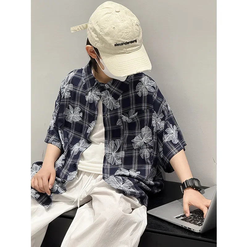 

Рубашки для мальчиков, детские модные рубашки с цветочным рисунком в стиле ретро, летние топы, тонкие стили с короткими рукавами, детская одежда