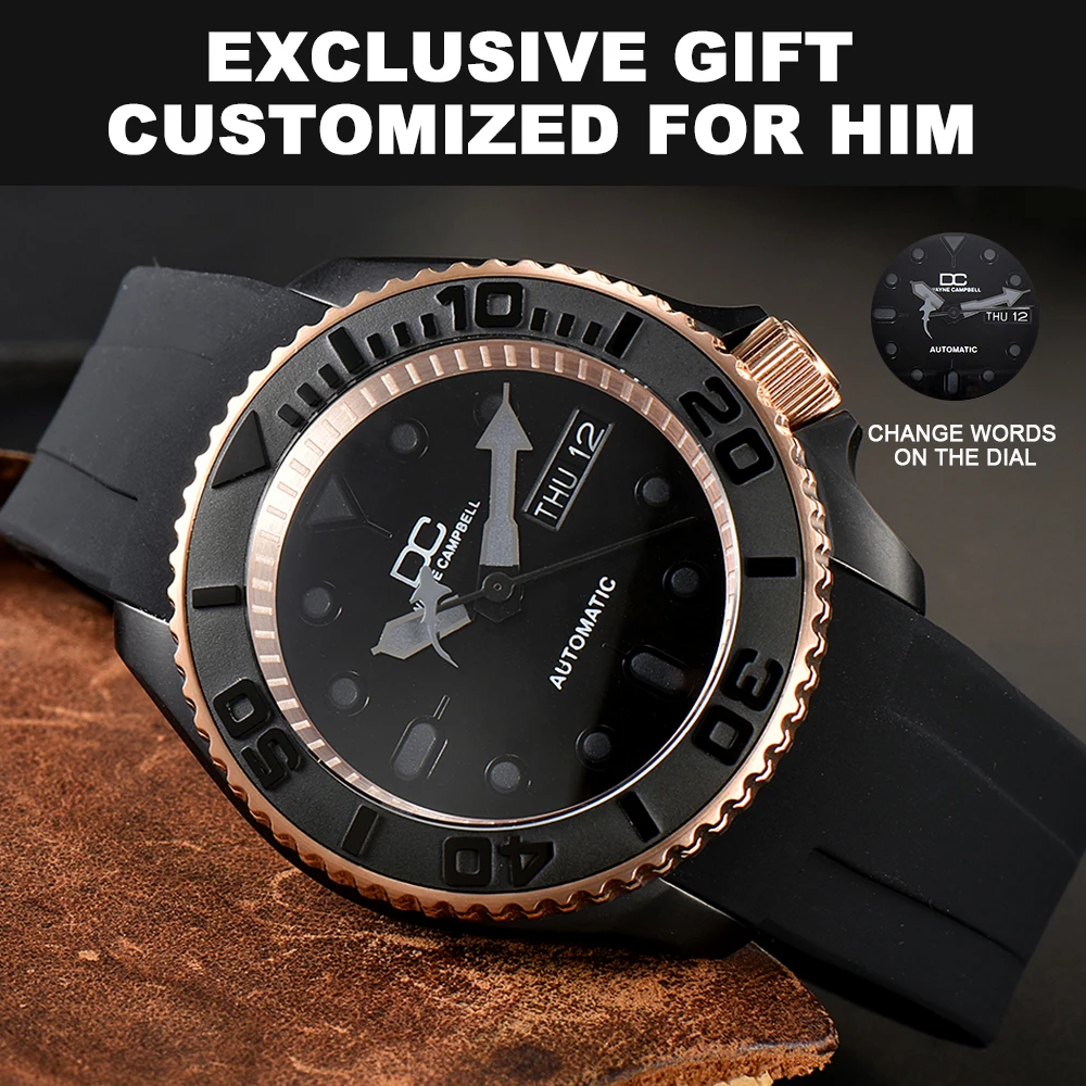 Fashion NH36 Movement 42mm Two-tone Men's Wristwatches Sapphire Case Automatic Men's Watch Rubber Band