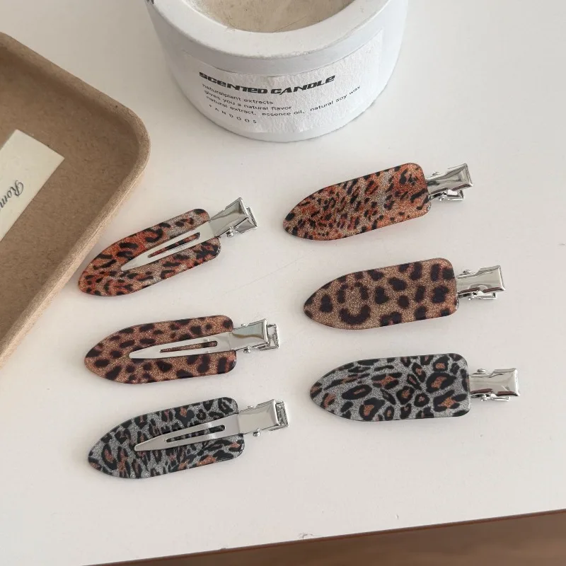 2026 New Leopard Pattern Non Slip Invisible Clips Side Bangs Holder Versatile Makeup Barrettes Multi Color Women Hair Accessory