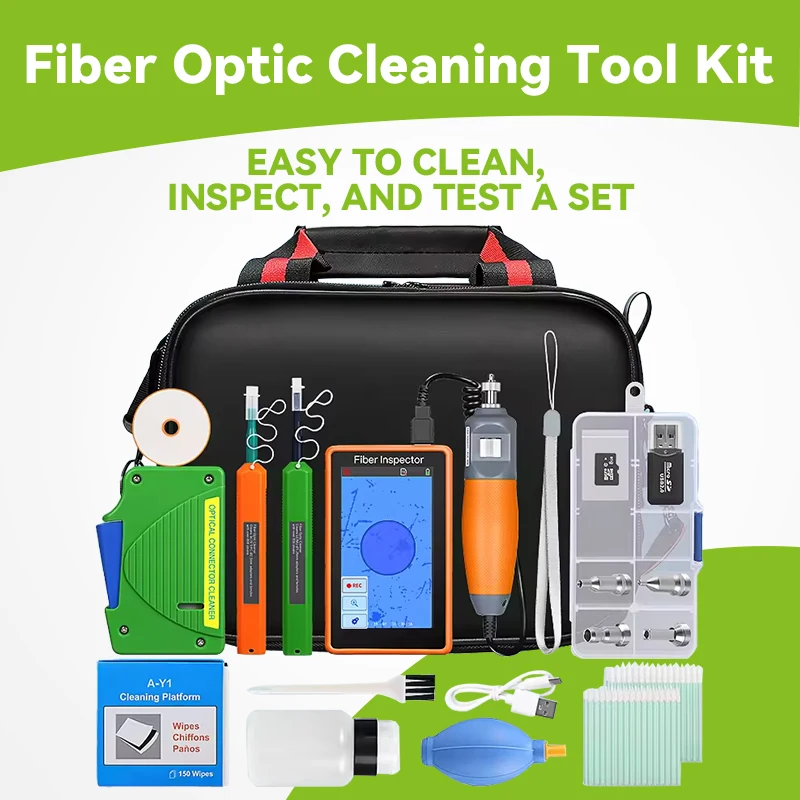 COMPTYCO AUA-600 Fiber Optic Cleaning Kit with Inspection Video Microscope Inspection Probe 1.25/2.5 Mm Cleaner Pen Cleaner Box