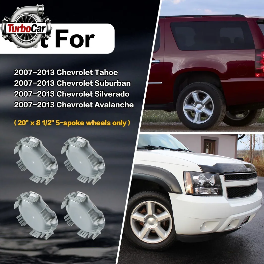 

For 4x 20" 5-Spoke Wheel Hub Center Cover Replacement for Chevrolet Silverado Tahoe SUV Truck
