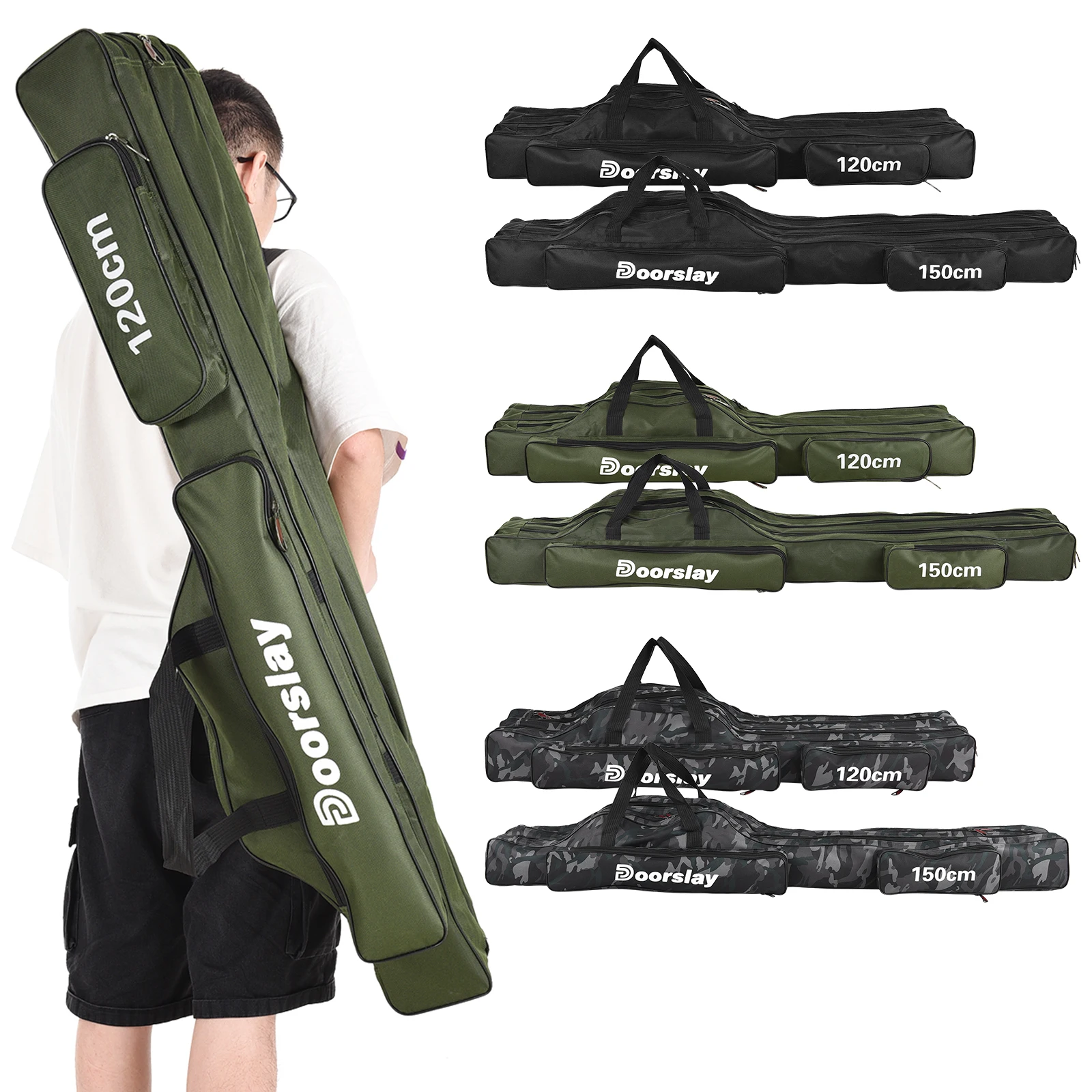 

Fishing Pole Bag 3 Layers Fishing Pole Bag Portable Folding Fishing Rod Storage Bag for Fishing Camping Hiking Fishing Rod Bag