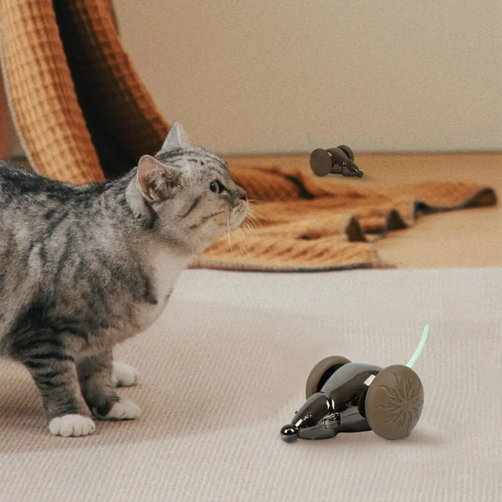 Smart Electric Cat Toy Simulates A Mouse, Automatically With Be Quickly Lighting Can Avoids Rear Silent Obstacles Is Charge E5K6