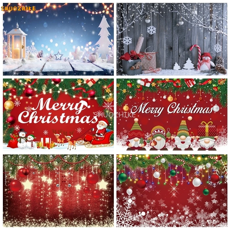 Arrière-Plan de Noël en Bois Marron et Gris, Flocons de Neige, Arbre de Noël, Cadeaux, Décor de ixde Festival de Famille, Accessoires de Studio Photo