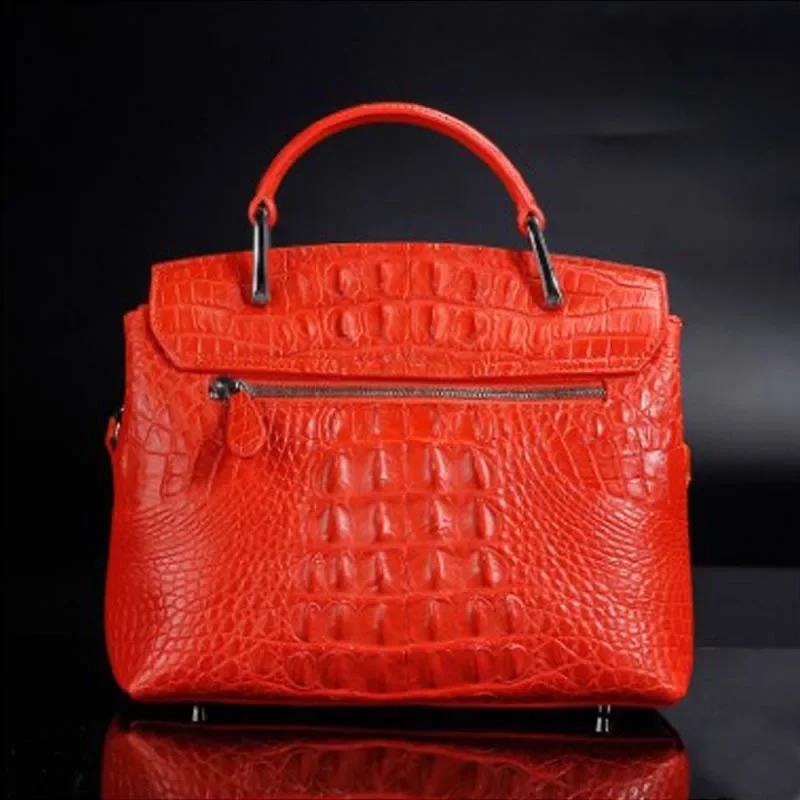 ourui  new crocodile  One shoulder  handbag  orange  Women handbag