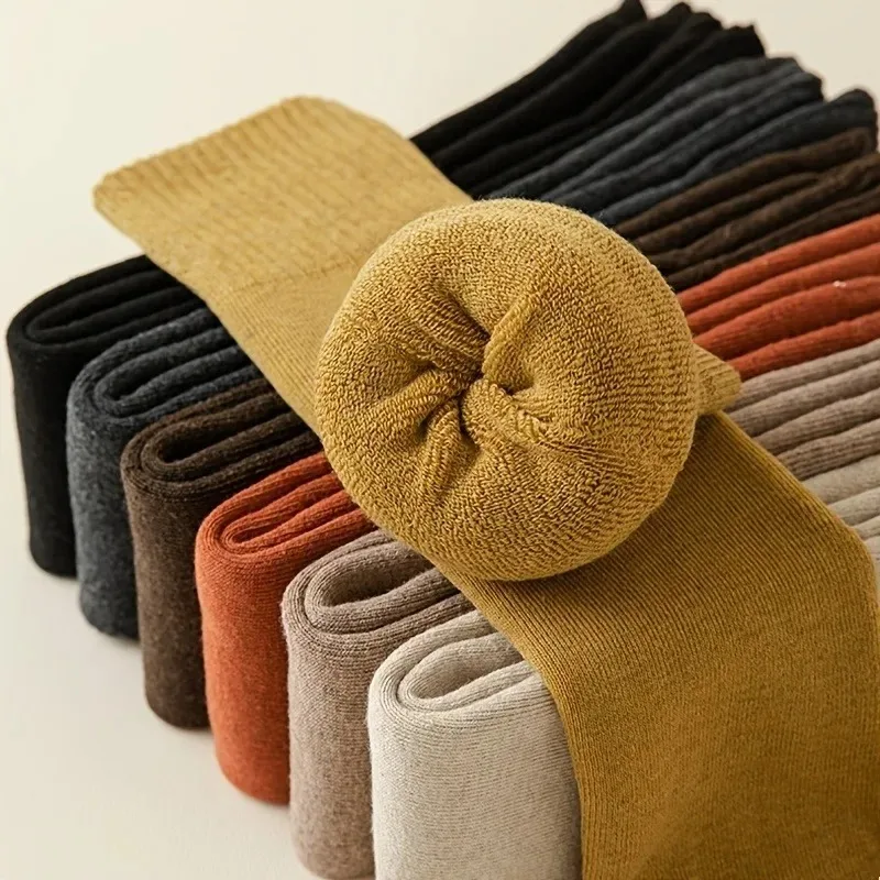 1/3 Pairs of Soft Solid Color Knit Knee Guards Winter Elastic Leg Protection Casual Knee High Socks for Cold Weather