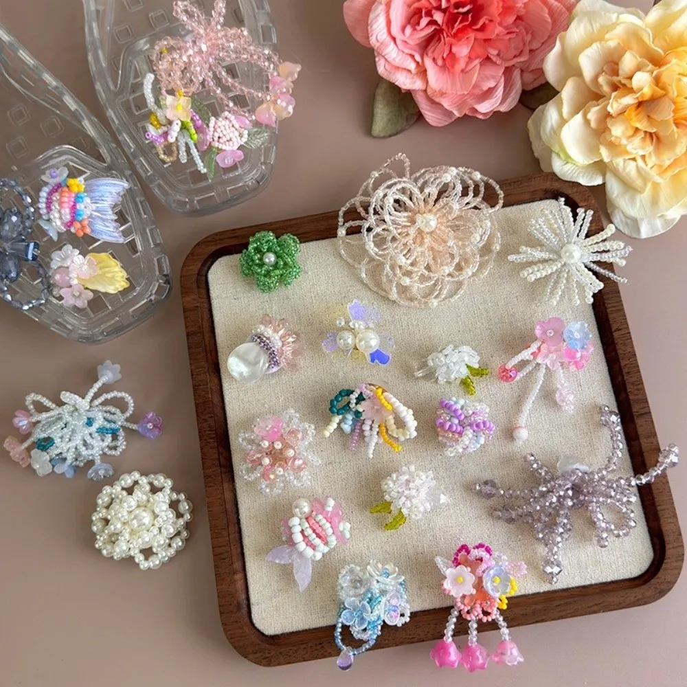 Exquisite Beaded Beaded Crystal Flower Shoe Clips 3D Crystal Colorful Buckles DIY Shoe Decorations Decorative Flower