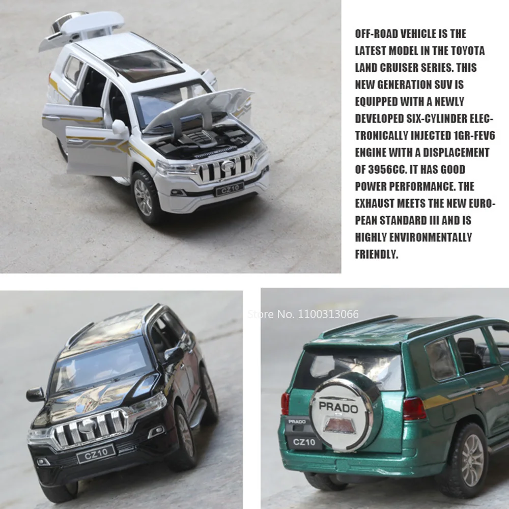 1/32 Maßstab Prado Legierung Modelle Autos Druckguss Spielzeug Rad zurückziehen Geländewagen mit leichter Musik Offroad-Fahrzeug Kinder Festival Geschenk