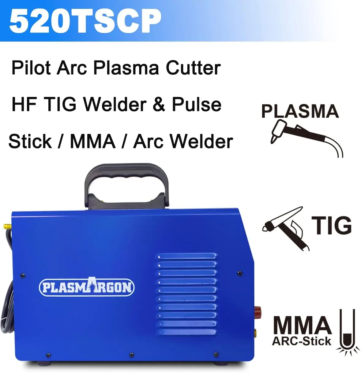 Máquina De Corte Plasma, 4 em 1, Máquina De Corte, Soldador Do Ponto, Soldador, TIG, MMA, IGBT, Pulso, CNC, Metal, 520TSCPF, DC Inversor