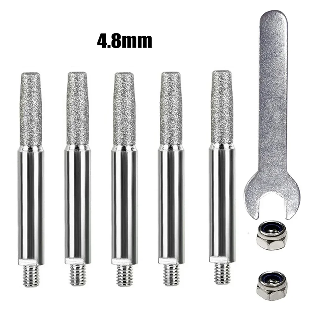 Chainsaw Teeth Sharpener Grinding Head Diamond Coated Cylindrical Burr 4/5/6mm Chainsaw Sharpener Stone Carving Grinding Tools