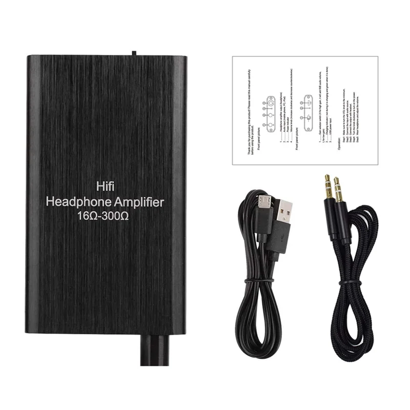 Amplificador de fone de ouvido portátil FEDI com porta de entrada/saída de áudio estéreo de 3,5 mm Controle de volume ajustável via interruptor GAIN