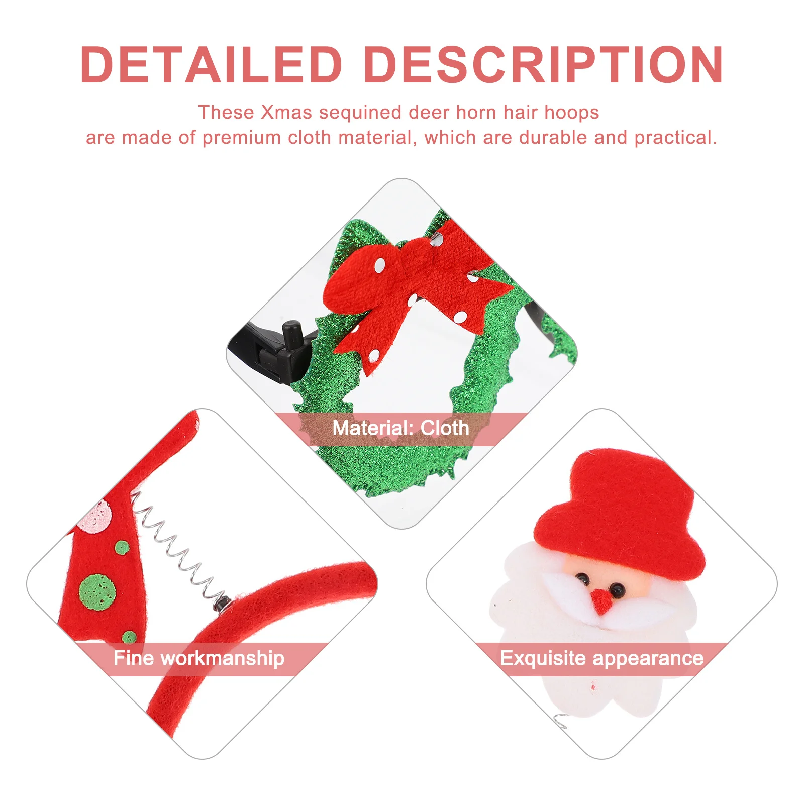 

1Set Christmas Eyeglasses Frames Xmas Hair Hoops Bright Colorful Party Costume Props Kids Photo Decor Xmas Hair Hoops