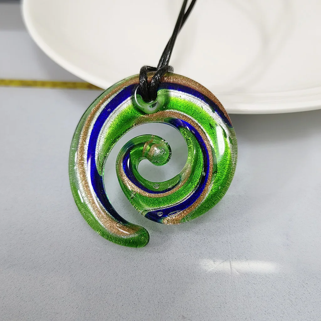 6PCS  Vortex Golden Sands Glass Necklace Pendant for Women's Clothing Matching Jewelry Pendant