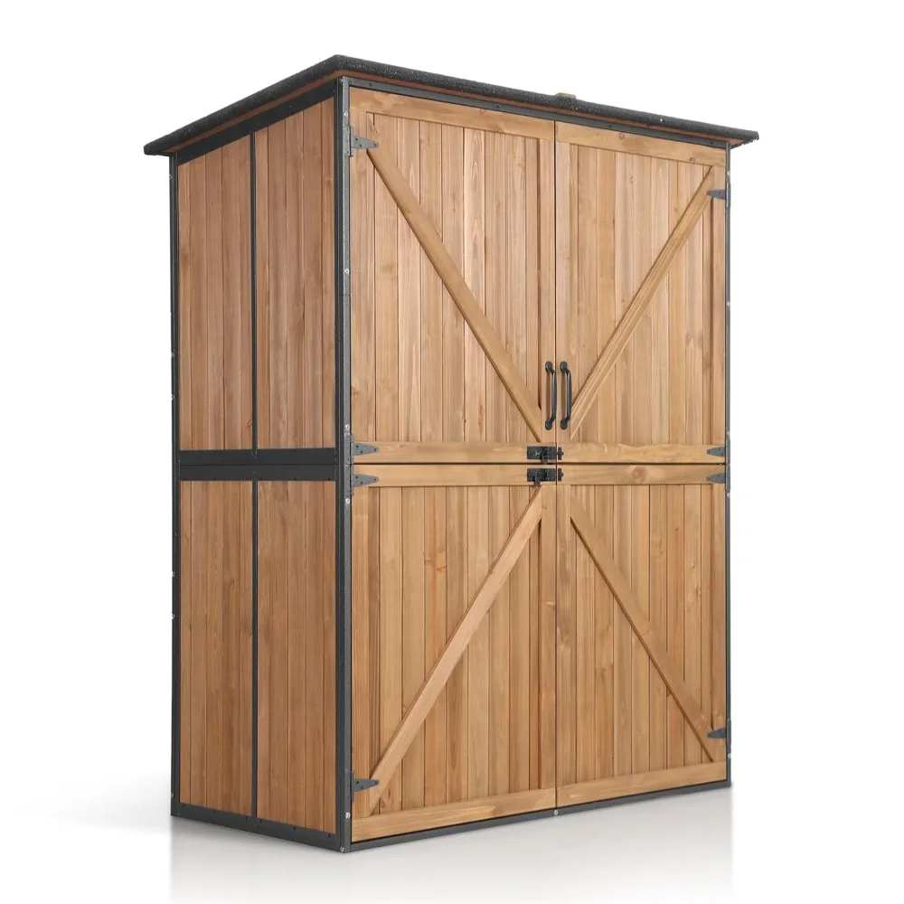 

Shed Outdoor Storage Cabinet with Durable Metal Frame Waterproof Garden Tool Storage with Adjustable Shevels, Customized