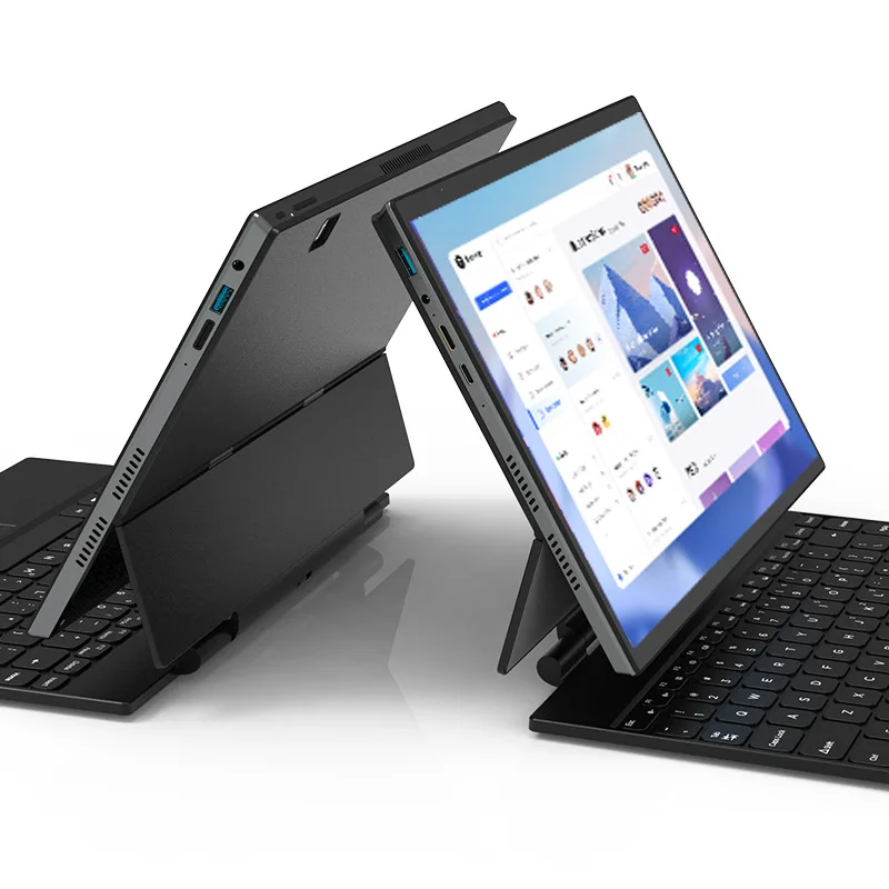 شاشة لمس 14 بوصة 2.2K Win11 12Th Gen Metal 2 في 1 مع لوحة مفاتيح مغناطيسية قابلة للفصل كمبيوتر محمول DDR4 8G/16G/32G