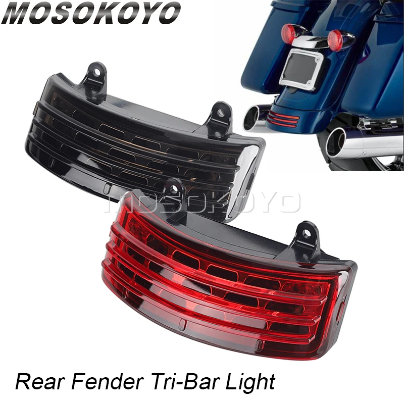 Rear Fender Tri-Bar LED Running Turn Brake Tail Light For Harley Touring FLHX FLTRX Road Street Glide 96-13 Mudguard Extension