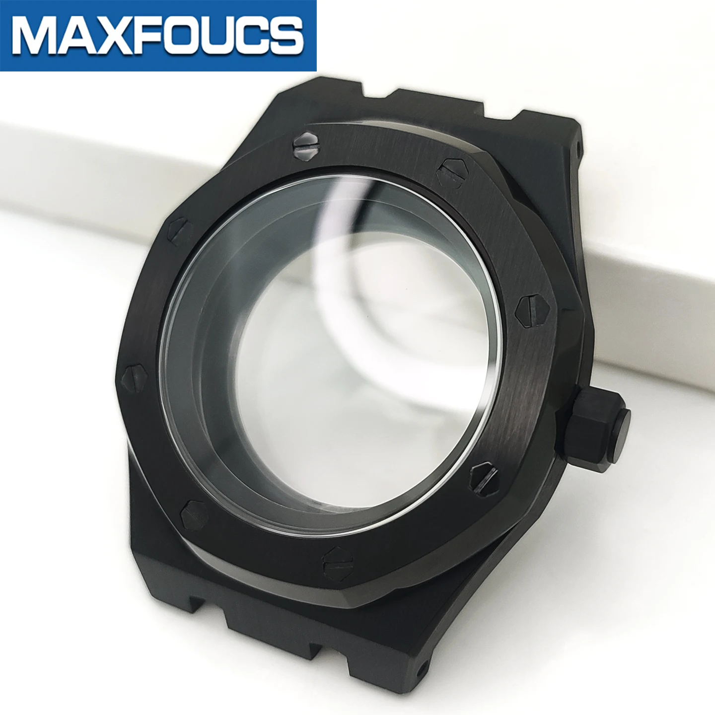 A.P. Stilvolles Uhrengehäuse MOD SKX NH35 NH36 4R36 Schwarze Edelstahlkrone Saphirglas Glänzend/Gebürstet Uhrengehäuse Kundenspezifische Teile – Detail 11