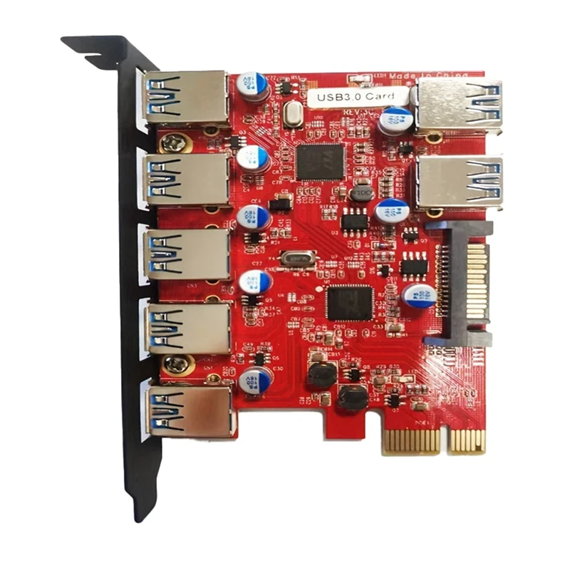 PCI-E To Type-C (2),Type-A (5) USB 3.0 5-Port PCI Express Expansion Card,Pcie USB 3.0 Fast Charging Card Expansion Card