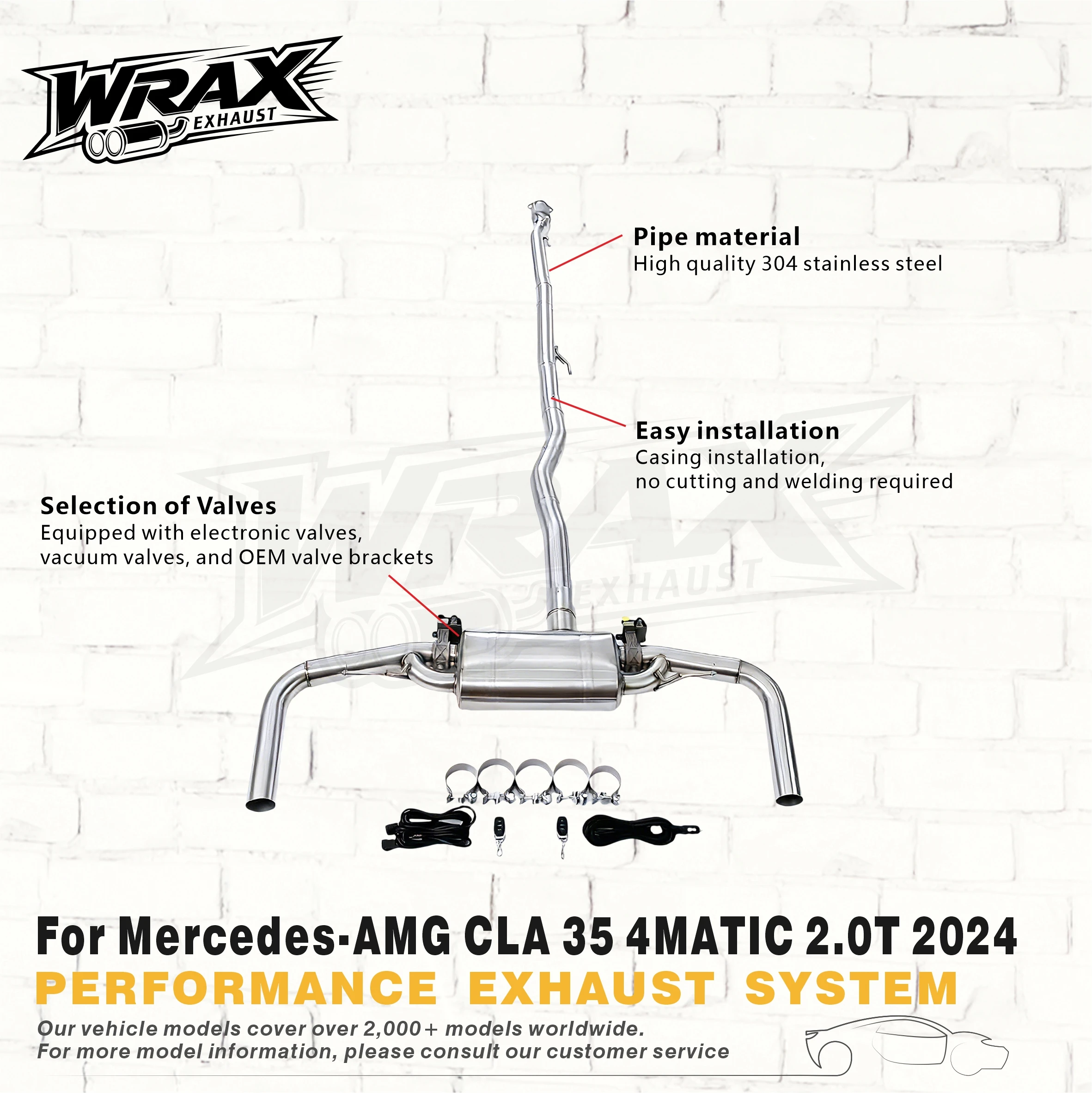 

Выхлопная система Catback для AMG CLA 35 4MATIC 2.0T из нержавеющей стали SS304 с клапаном, гоночная модификация, простая установка