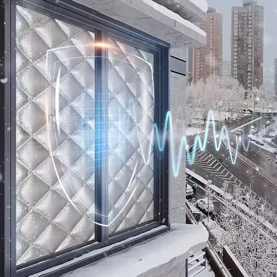 Thermal Insulated Window Curtain, Windproof Draught Proof Blackout Soundproof Curtain, Keep Warm Winter Cool Summer