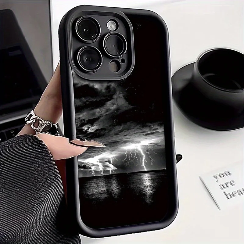 

Natural cloud and thunder phone case for iPhone 17 16 15 14 13 12 11 Pro/ Max/Plus shock-proof rear cover anti-fingerprint