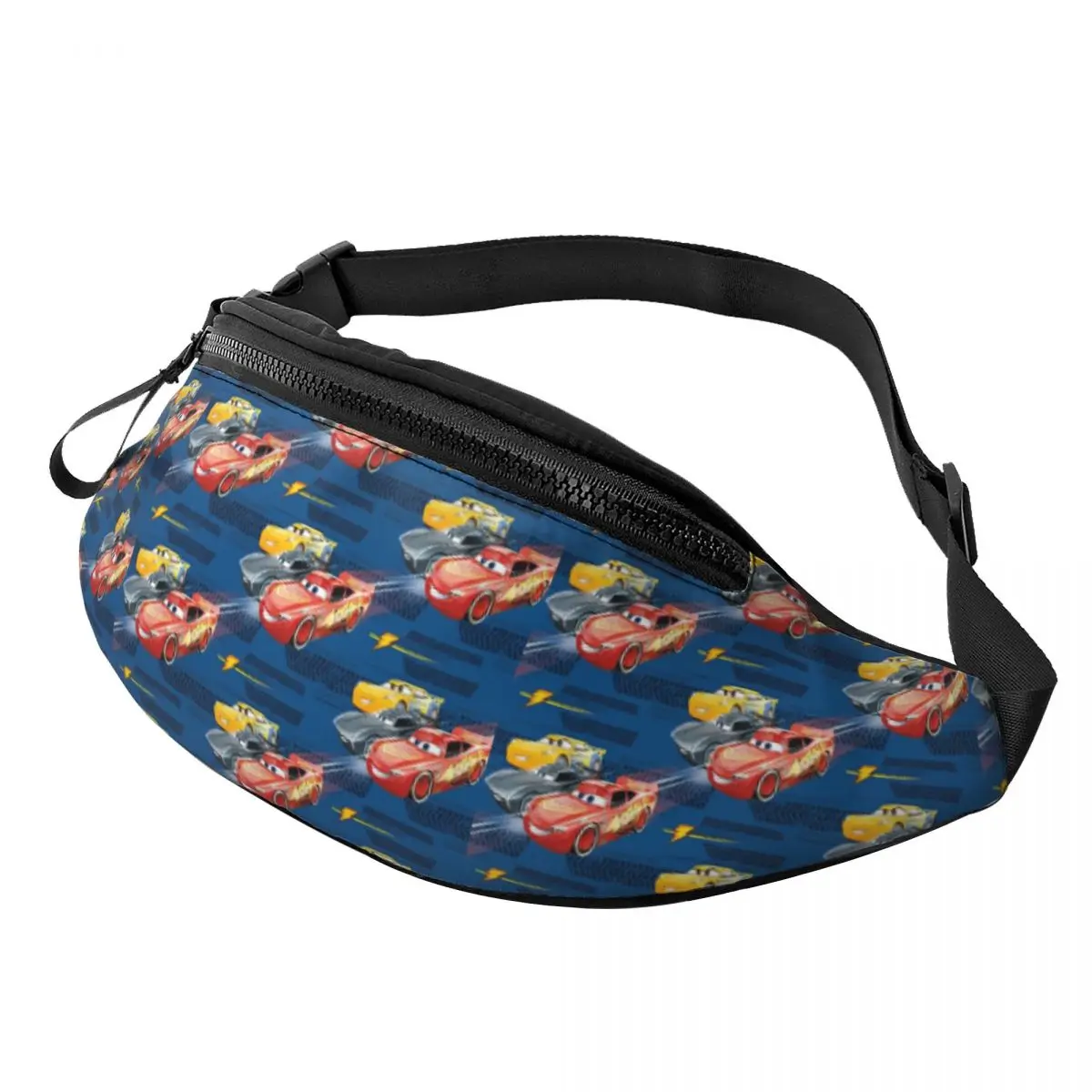 

Custom Lightning McQueen Racing Car Fanny Pack for Women Men Fashion Crossbody Waist Bag Travel Hiking Phone Money Pouch