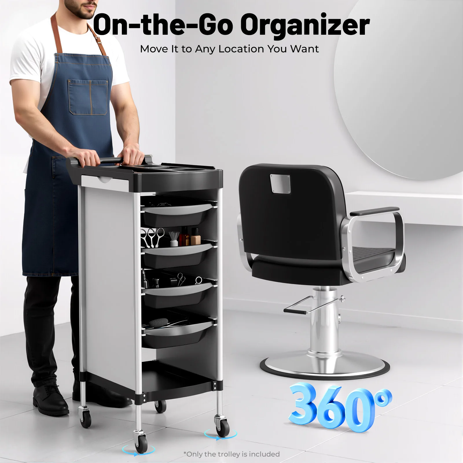 

Тележка-органайзер для салона красоты, 6-уровневая, с выдвижными ящиками, на колесиках, для парикмахерских и салонов красоты