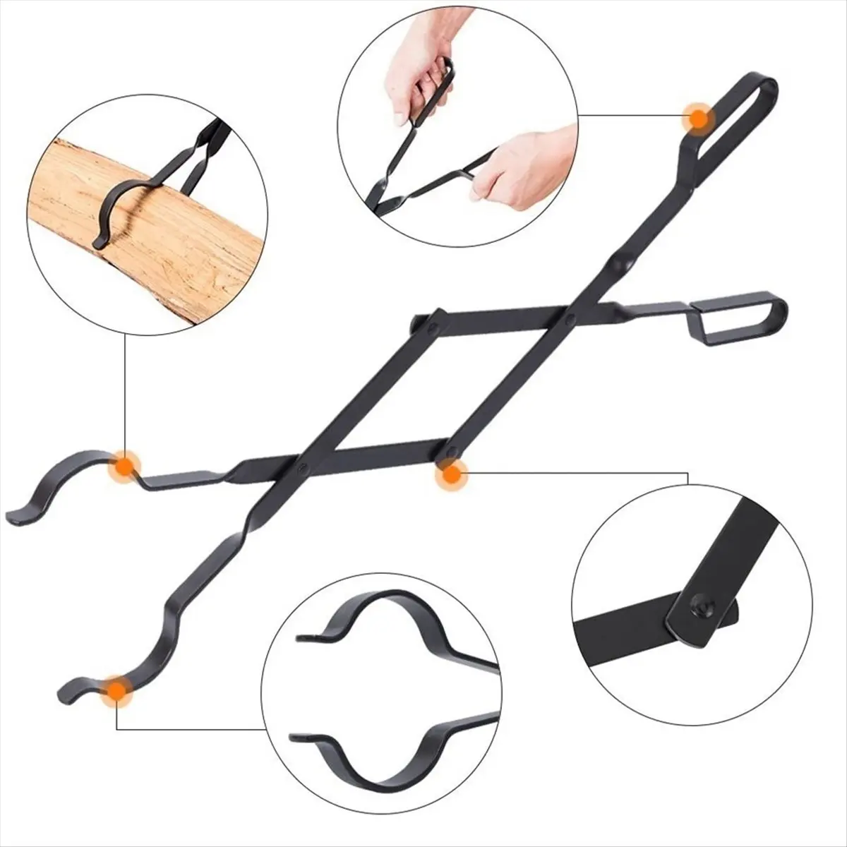 26Inch Long Firewood Tongs Log Grabber for Fire Pit Campfire Bonfire Fireplace Heavy Duty Wrought Iron-A14I