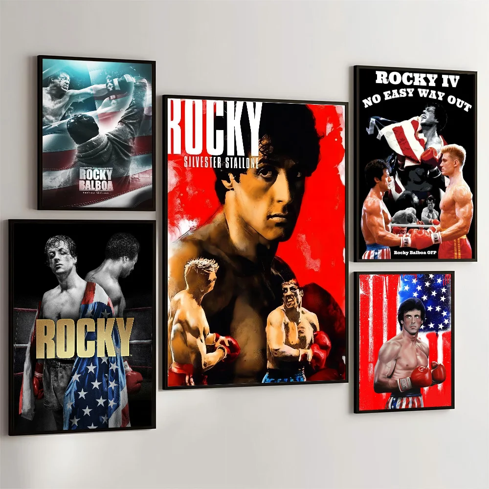 Rocky Balboa film Vintage Posters Sticky Whitepaper Sticker DIY Room Bar Cafe Room Wall Decor