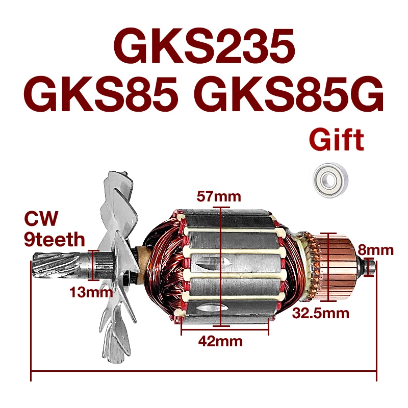 AC220-240V Armature Rotor Parts for Bosch GKS235 GKS85 GKS85G Electric Circular Saw Power Tools Motor Rotor Anchor Replacement