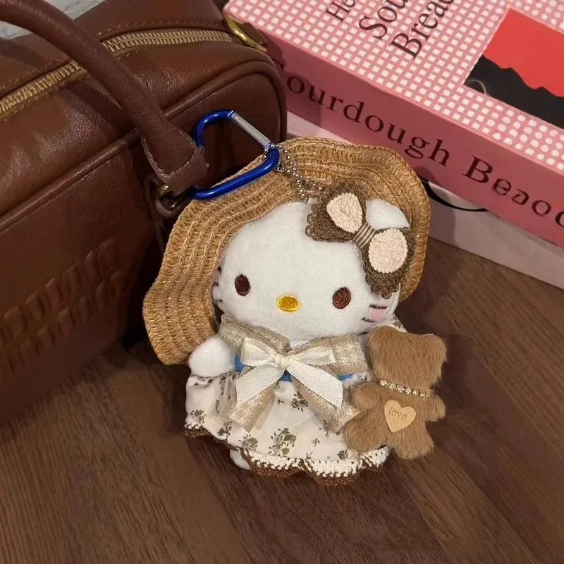 جديد سانريو الكرتون Kawaii مرحبا كيتي ميلاد كيتي حقيبة السحر رائعتين الكرتون المعانقة الدب KT أفخم دمية القش قبعة المفاتيح